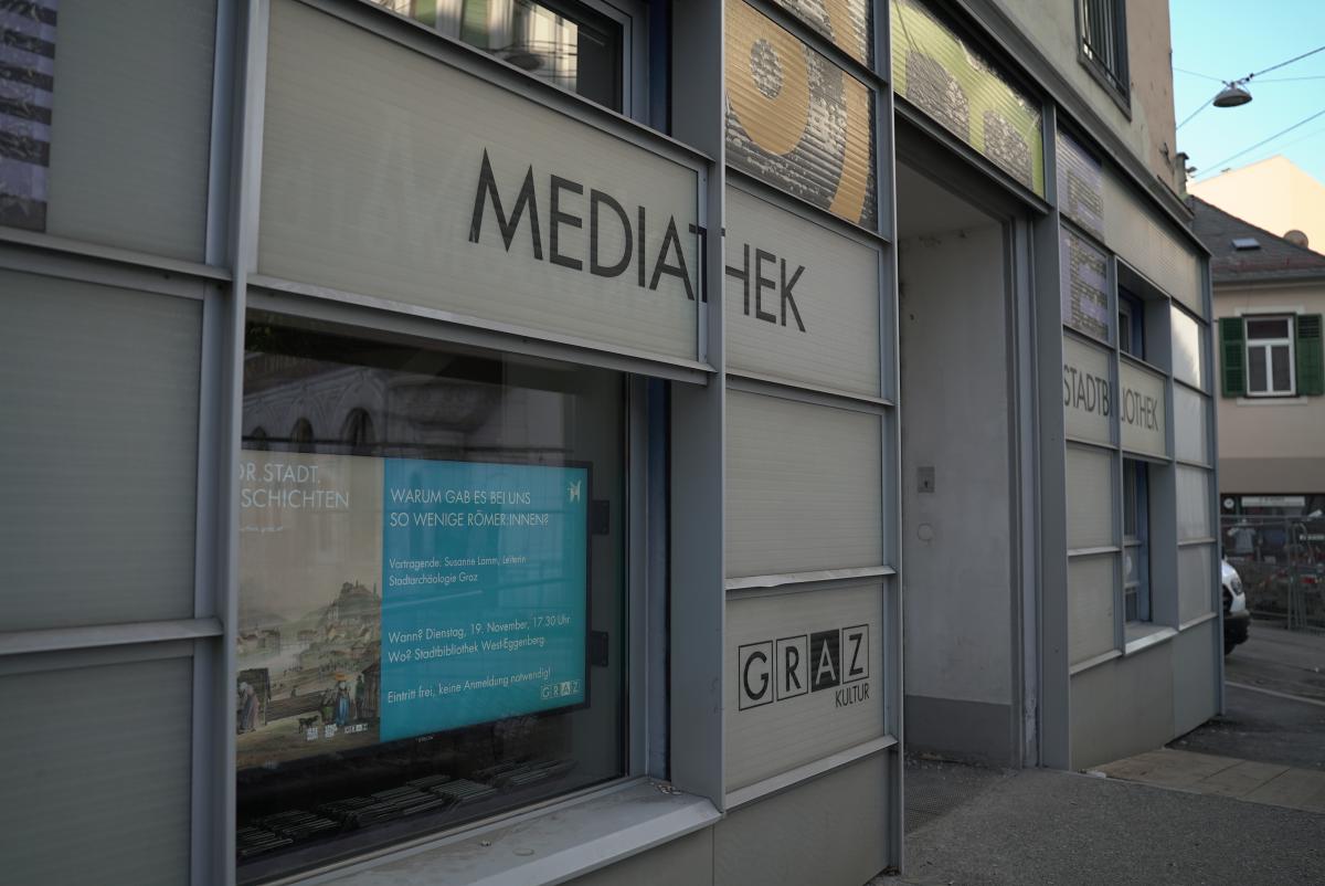 Außenansicht der Mediathek der Stadtbibliothek Graz